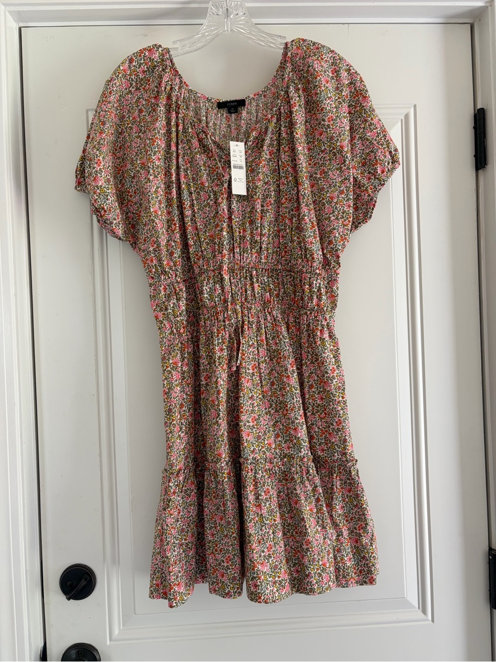 J. Crew cinched waist floral print tiered dress